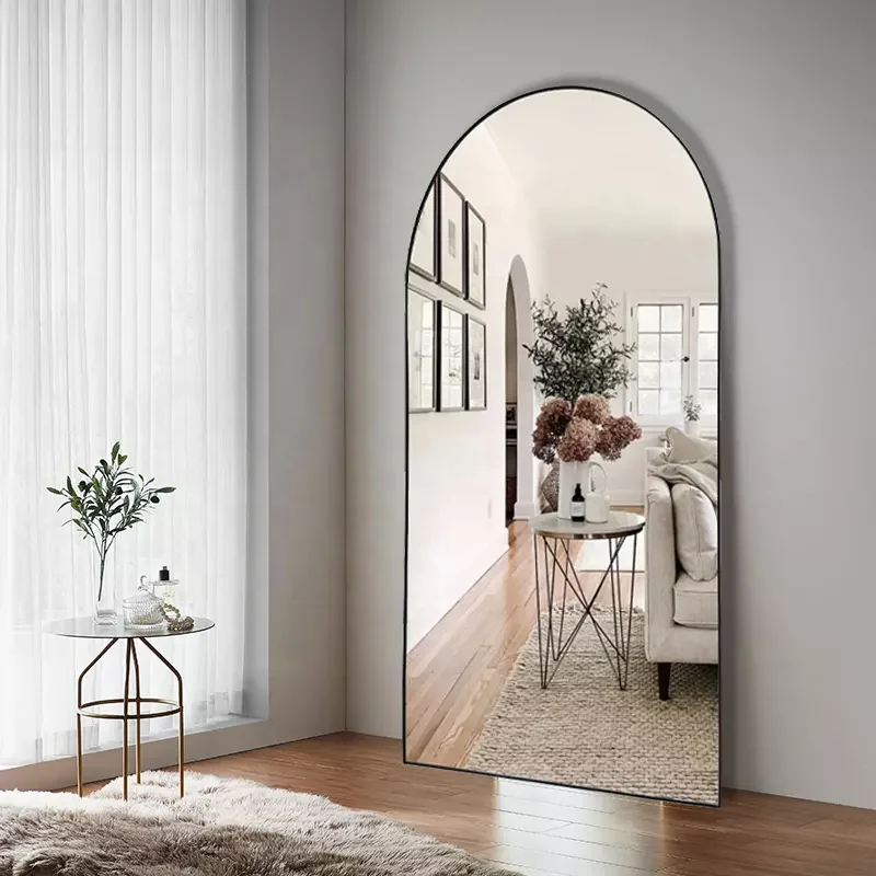 Modern Supplier Arched Black Frame Glass Mirror Wall Decoration Dressing Mirror for Living Room Bedroom Bathroom
