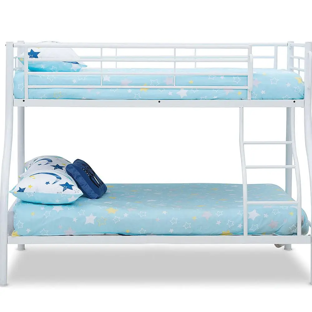 Twin Over Full Bunk Metal Bed Frame  For 3 People For Bedroom Furniture