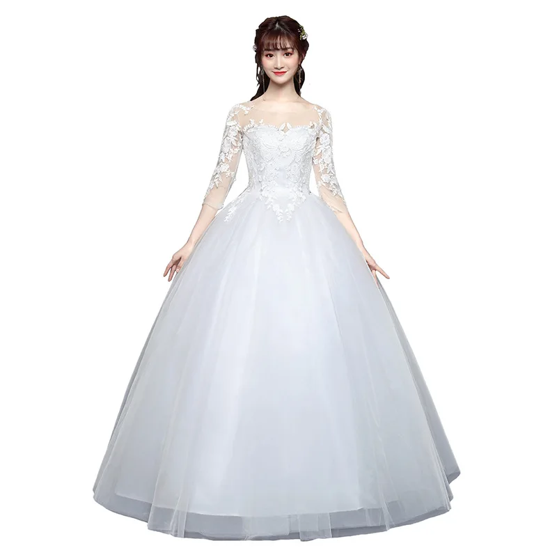Spring and summer new bride wedding dress is thin and simple large dress
