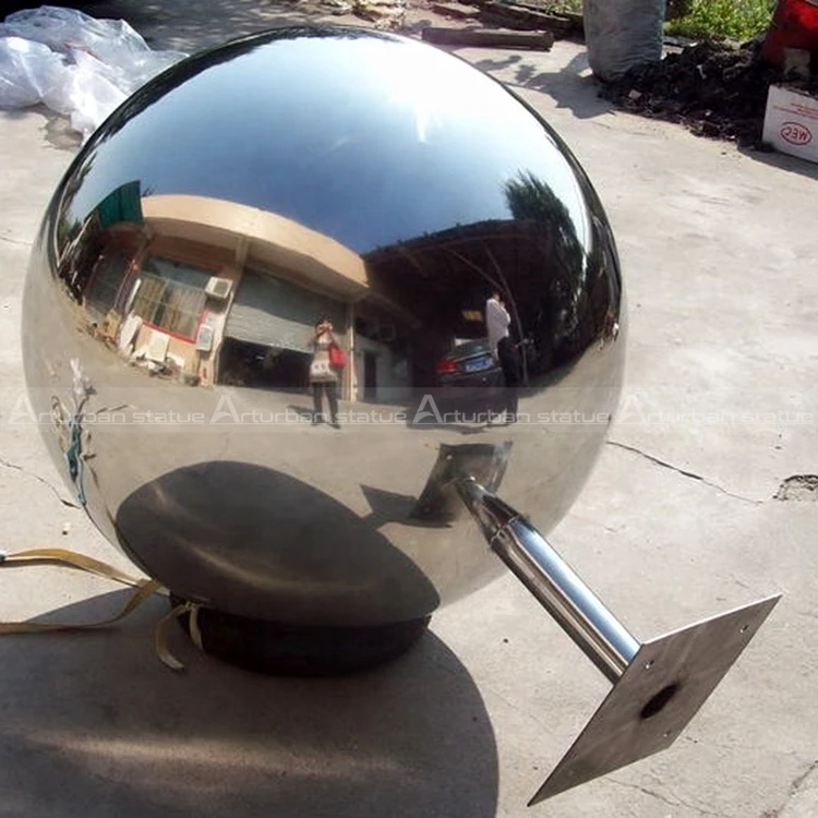 Stainless steel sphere sculpture highly mirror polished surface steel sculpture