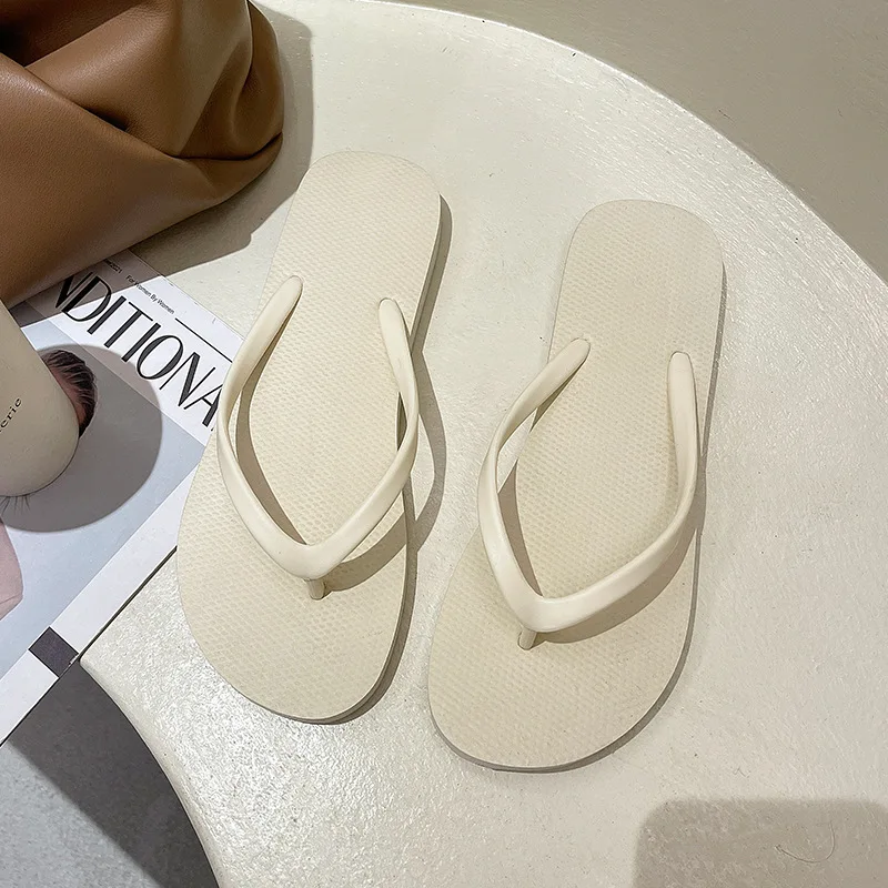 Bathroom beach non-slip shoes ladies slippers white flip flops women