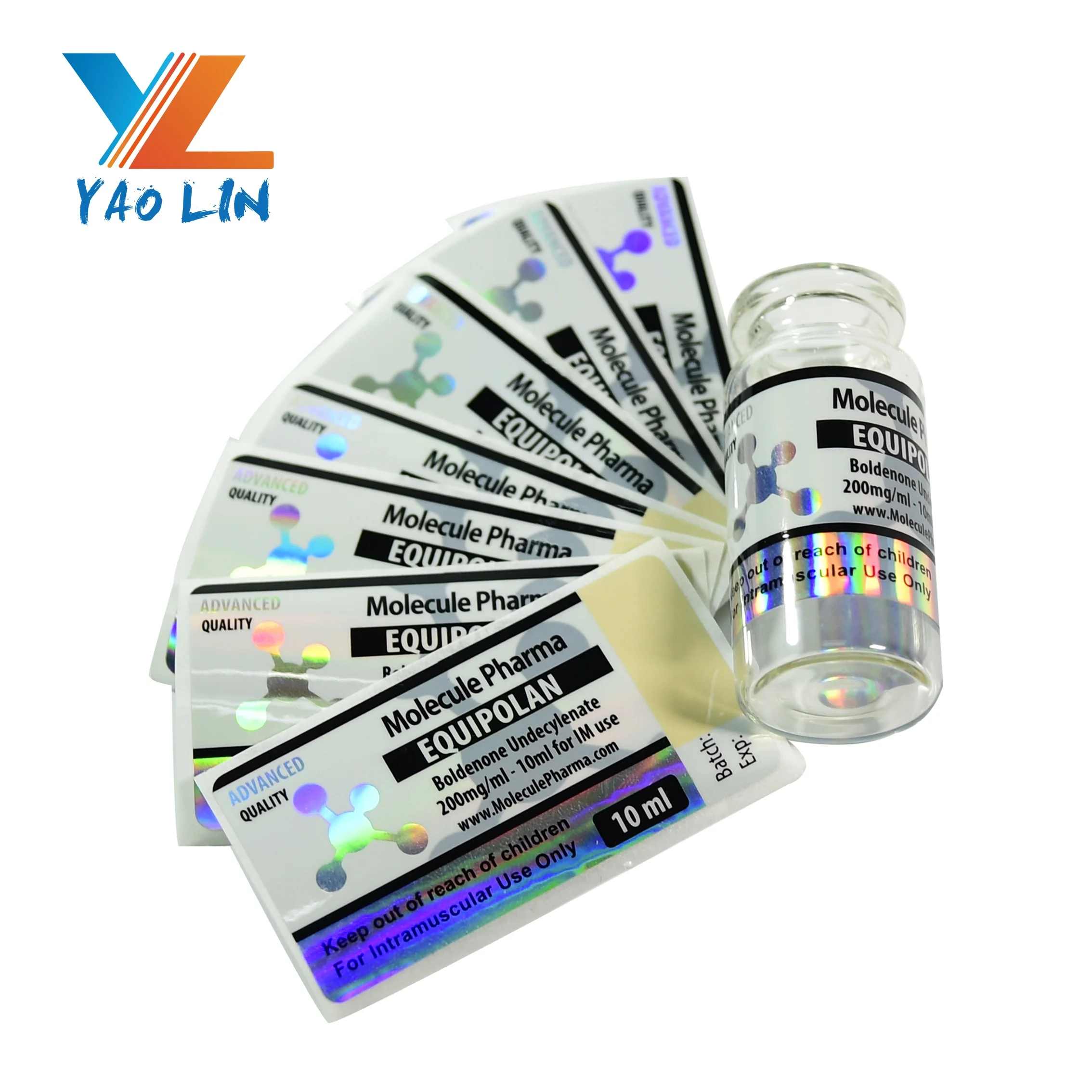 Custom printed steroid injection and tablets label waterproof glossy lamination 10ml hologram vial label