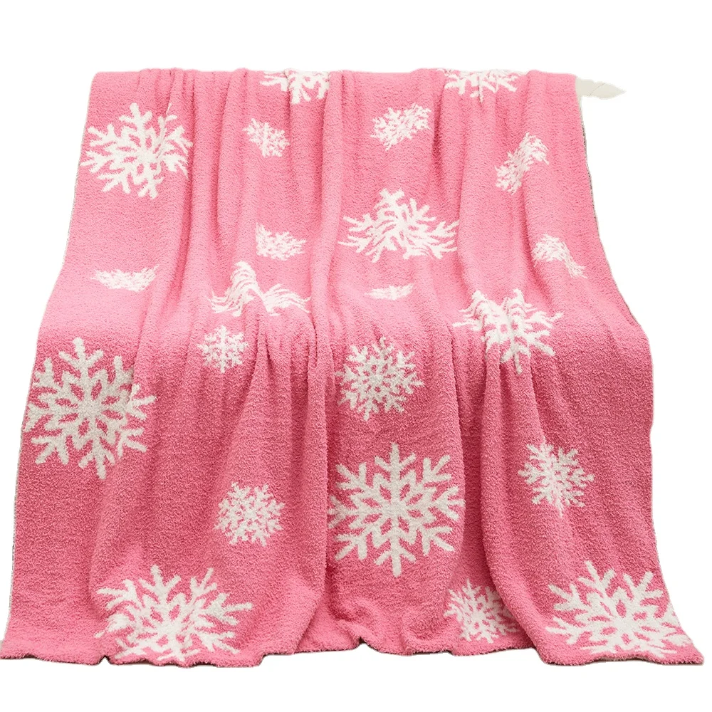 Оптовая продажа от производителя, рождественские плюшевые мягкие снежинки, одеяла, вязаные тканые одеяла для Рождественского украшения дома