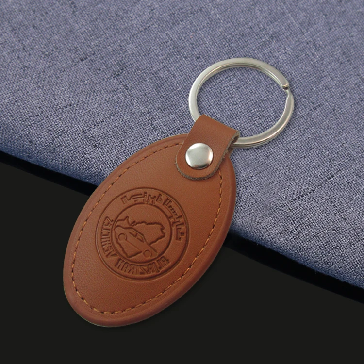 China Factory Wholesale Promotion Fashion Gift Embossed Keychain Custom Logo Leather Key chain