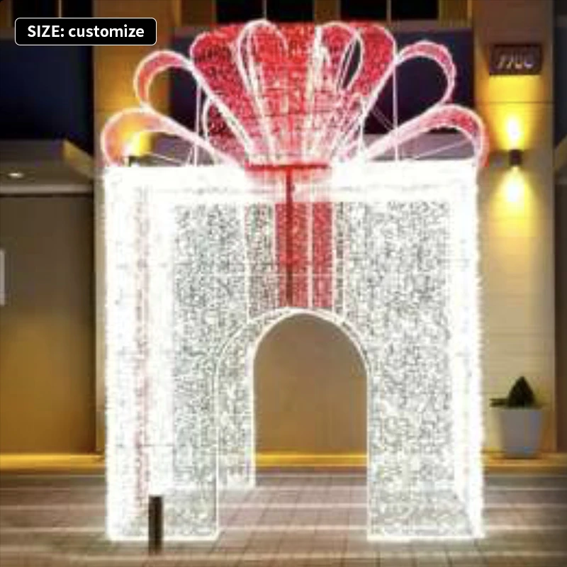 Ledemo Lighted Giant Garland Gift Box light Christmas Event Shopping Mall decoration LED Motif light for Outdoor