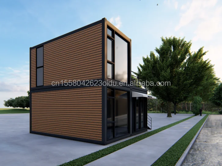 Factory Direct Sales Customizable 40ft 20ft Deluxe Bedroom Large Glass Studio Movable Wood House Exterior Wall Hotels Offices