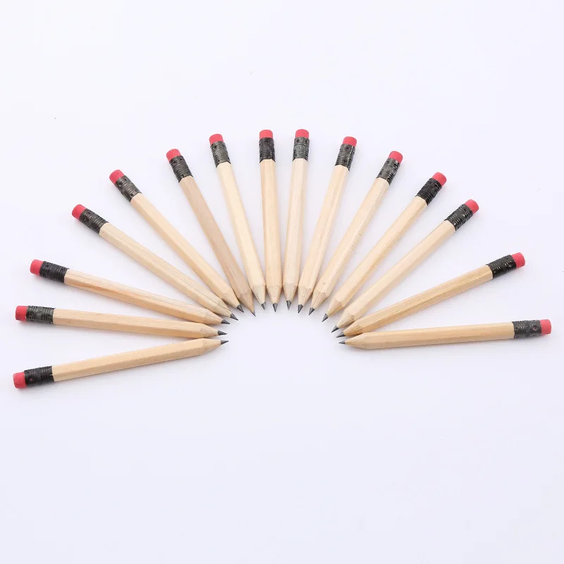Factory Custom Hb 2b Short Promotional Pencil Printable Logo Advertisement Pencil With Eraser