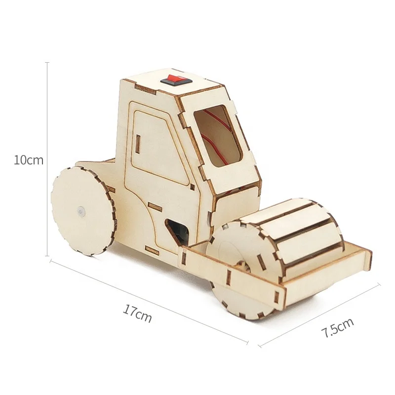 Wholesale DIY Wooden Road Roller Science Engineering Construction Wood STEM Kits Kids Creative Educational  Project School Toy