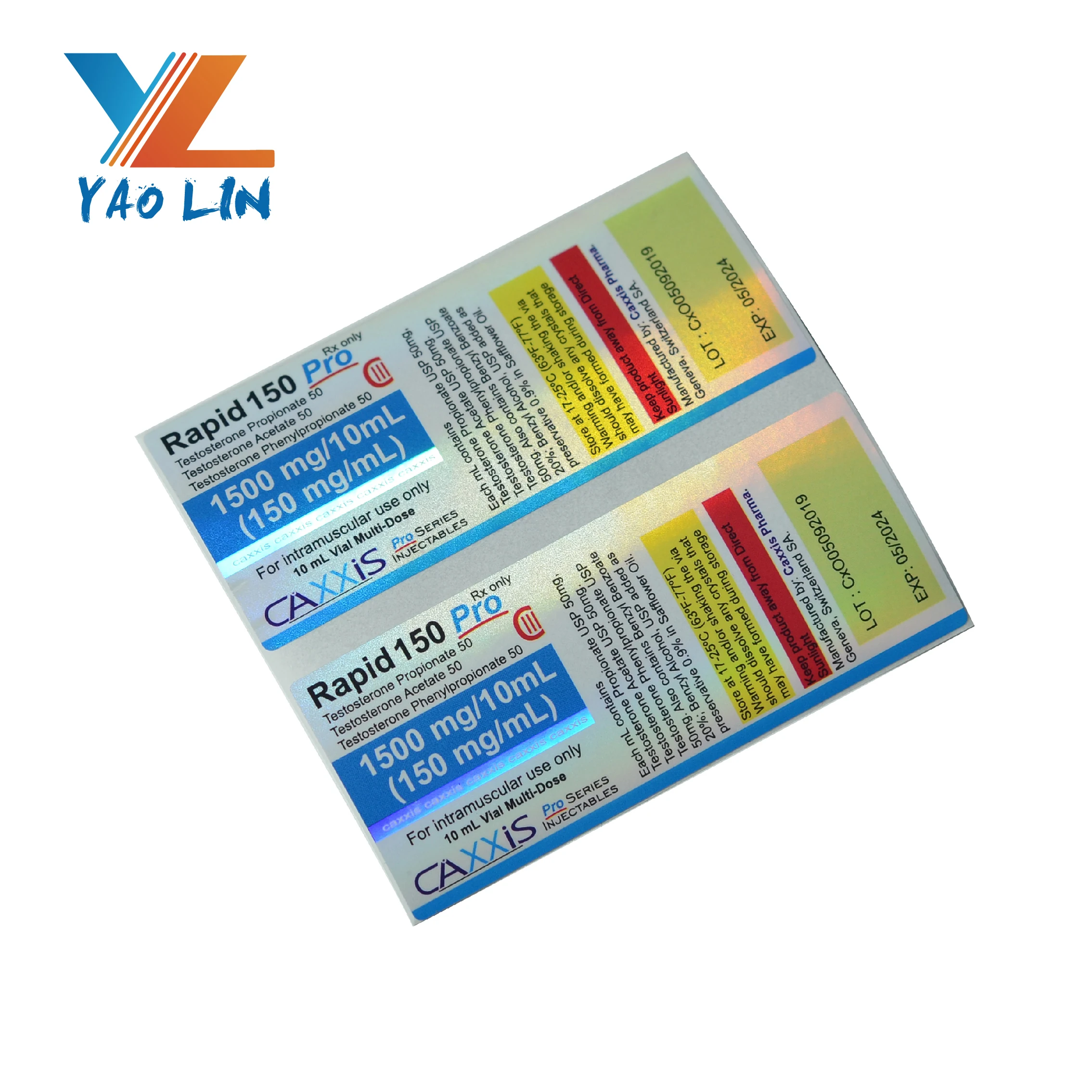 Free Design Steroid Pharma Hologram Vial Labels Custom print professional labs hologram Test E Cypionate steroid