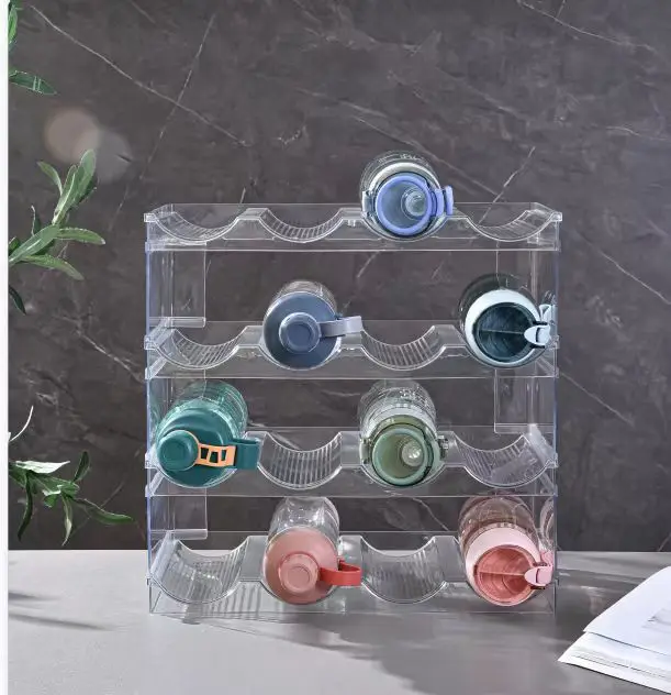 Water Bottle Holder Fridge Organizer Refrigerator Storage Containers Heavy Duty Plastic Water Bottle Organizer for Cabinet