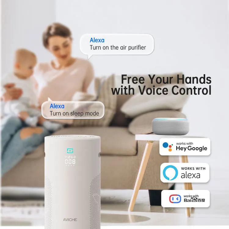 Best OEM ODM air purifier manufacturer AVICHE C5 uvc air disinfection hepa filter air purifier with tuya smart app