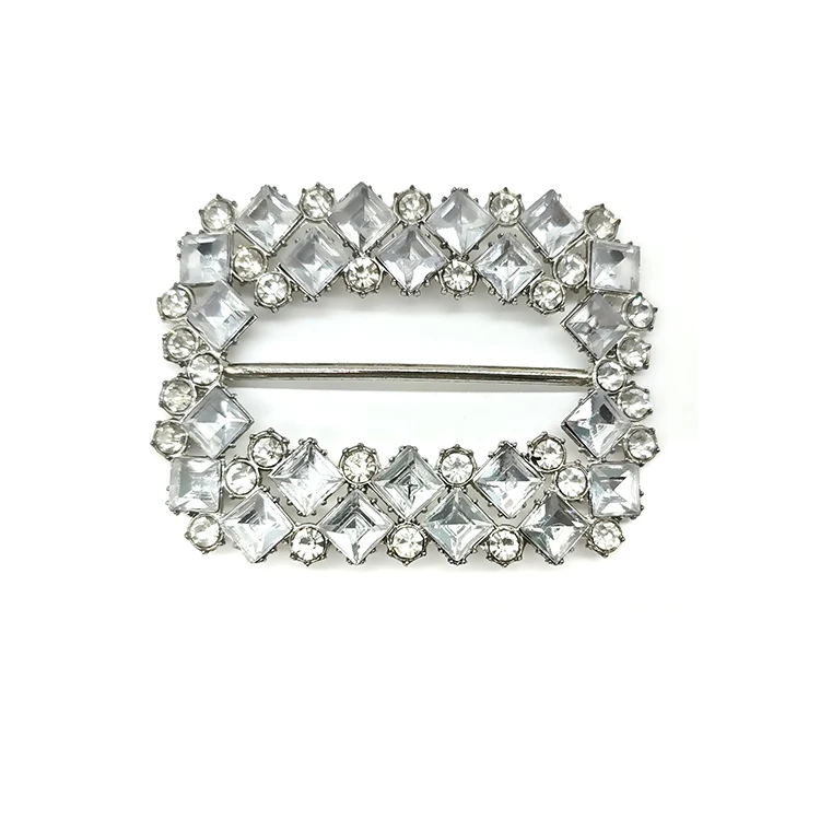 Wholesale Custom Women Shoe Dresses Handbag Decorative Diamond Rectangle Alloy Buckle Luxury Rhinestones Bag Buckles
