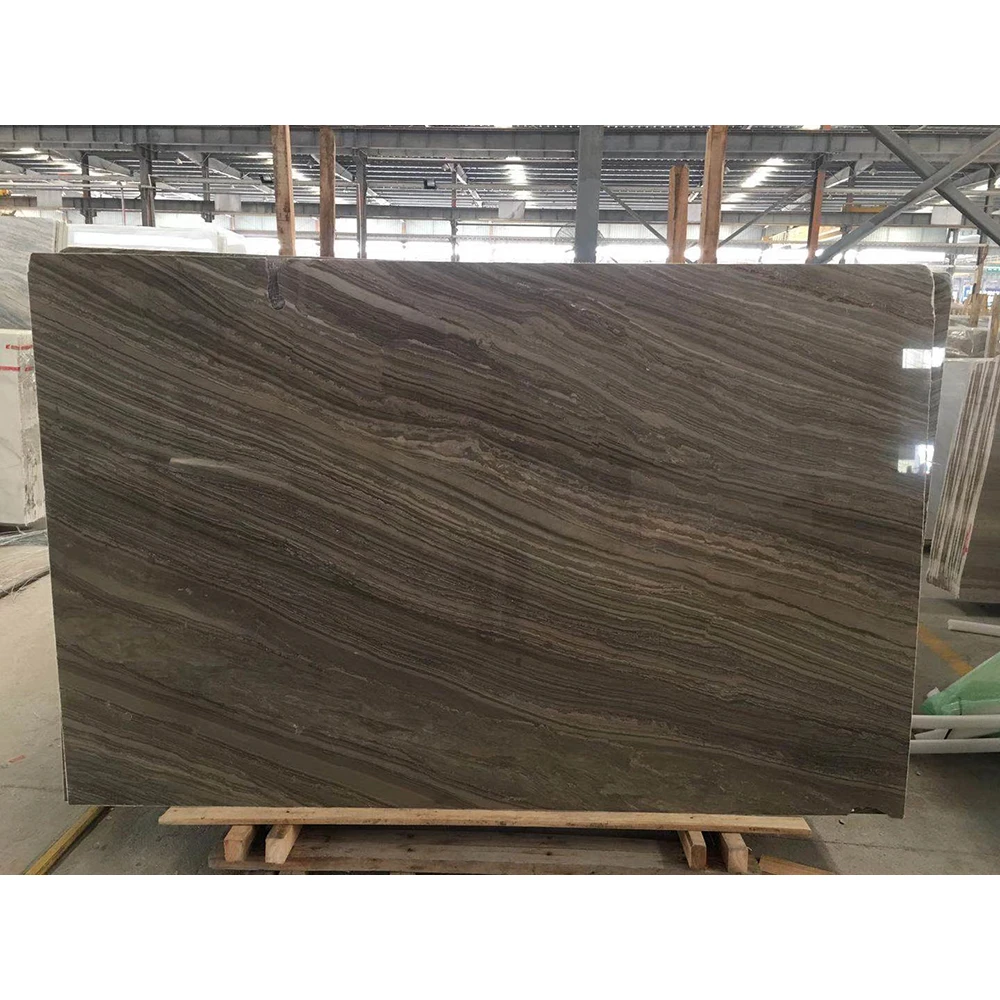 Bookmatched Kylin Wooden Antique brown wood grain marble stone slab & tile