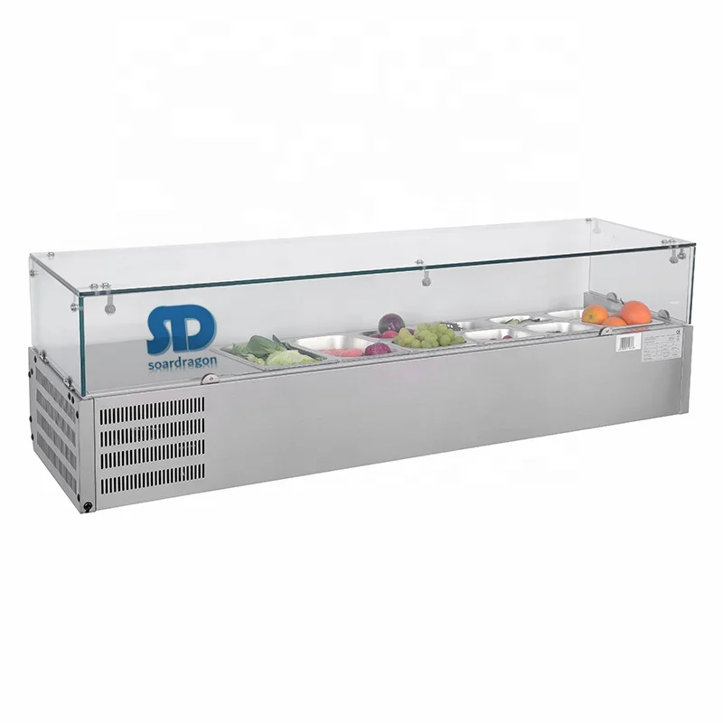 Soardragon Glass cover table salad bar refrigerator counter top salad fridge with G/N pans