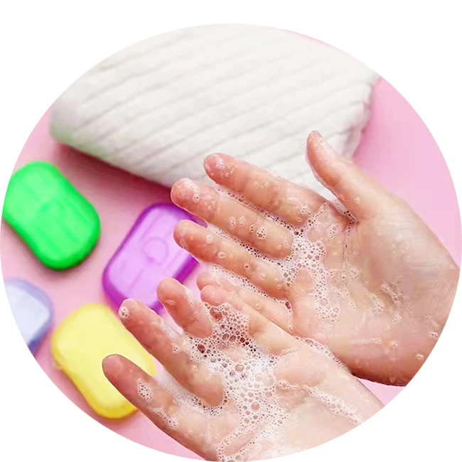 Wholesale OEM 20pcs Travel Supplies Portable portable soap paper sheets Transparent Disposable Soap Mini paper soap sheets