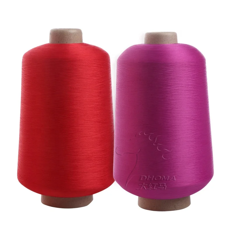 Factory wholesale polyester dty yarn 150d/48f/1 sim polyester yarn semi dull cone dye yarn polyester for elastic webbing