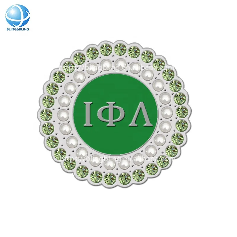 Handmade Navy Blue Enamel Rhinestone Geek Letter Fraternity Brooch Pearl Delta Epsilon Psi Brotherhood Pins For Social Gifts