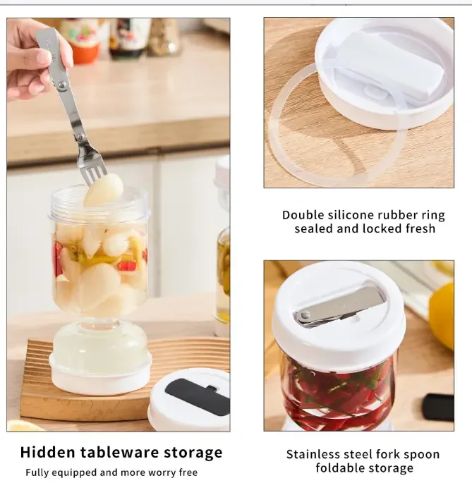 2023 Maisons New Arrival Kitchen Food Storage Olive Hourglass Jar Container with Strainer Dispenser Pickle Jar