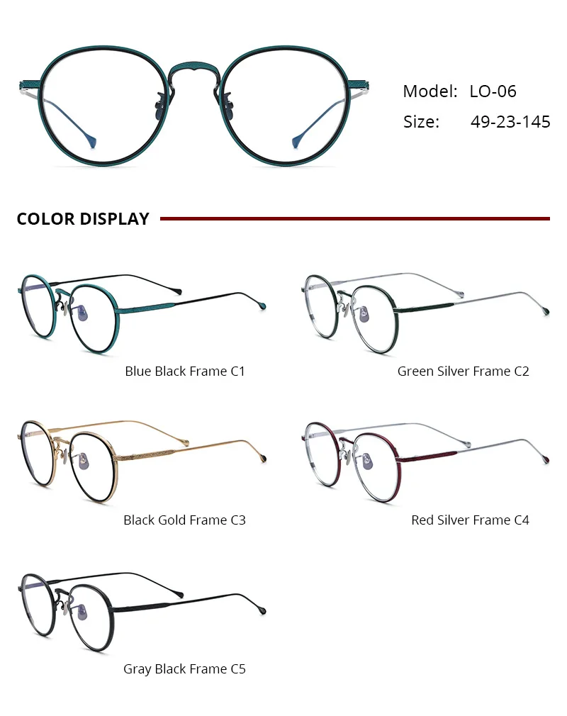 Latest Design Great Quality Acetate Titanium Frame Reading Glasses Photochromic Computer Glasses Wholesale Frame Optical Glasses
