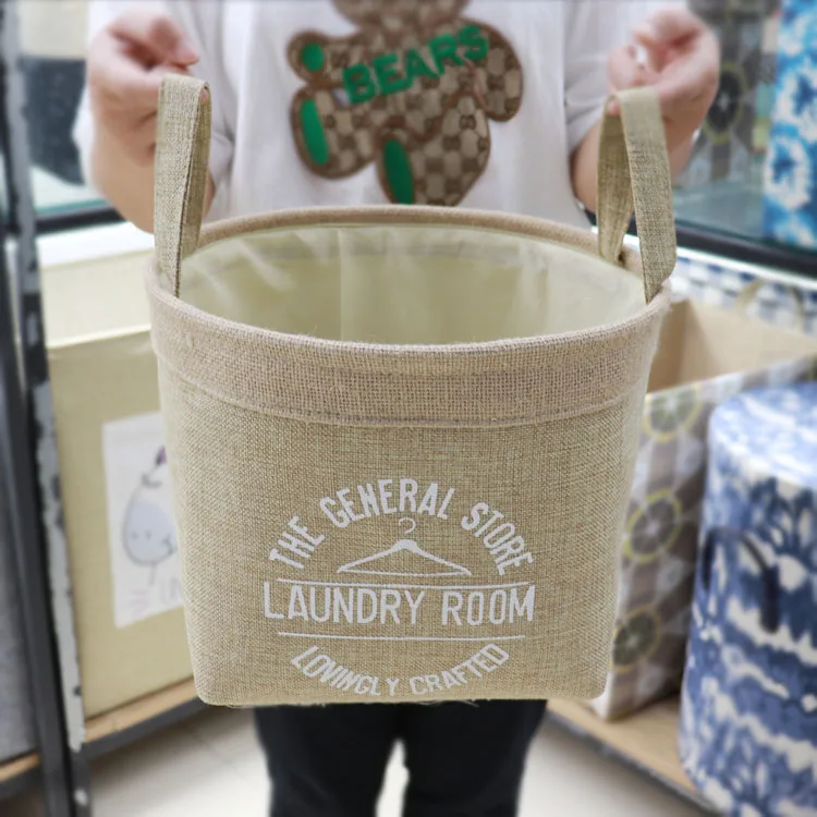 Storage Boxes Woven Jute Fabric Storage Basket Perfect for Organizing Baby Toys folding collapsible Laundry Baskets with Handles