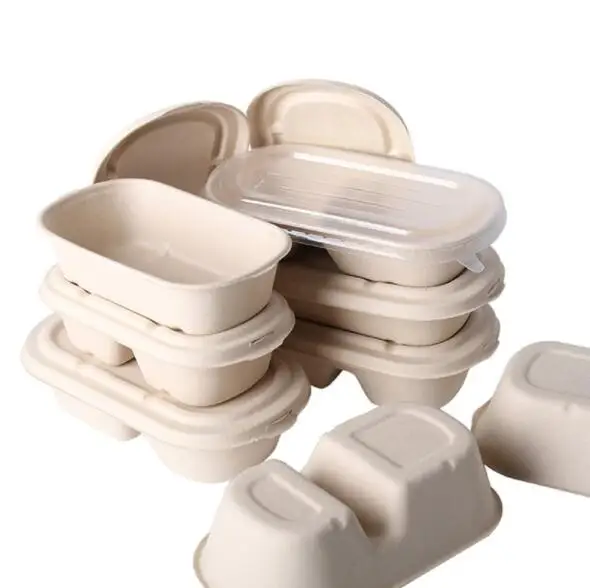 100% biodegradable bagasse food containers compostable eco pulp fast food container Take Out box