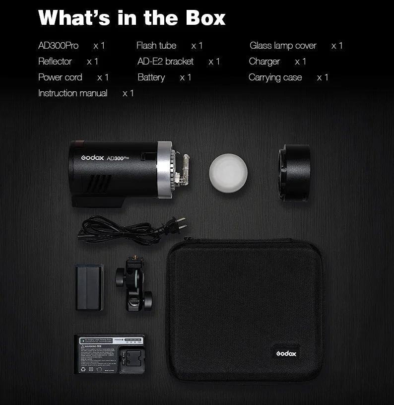 Godox Studio Flash AD300Pro Outdoor Flash Light 300Ws with 2600mAh Battery for all brands camera