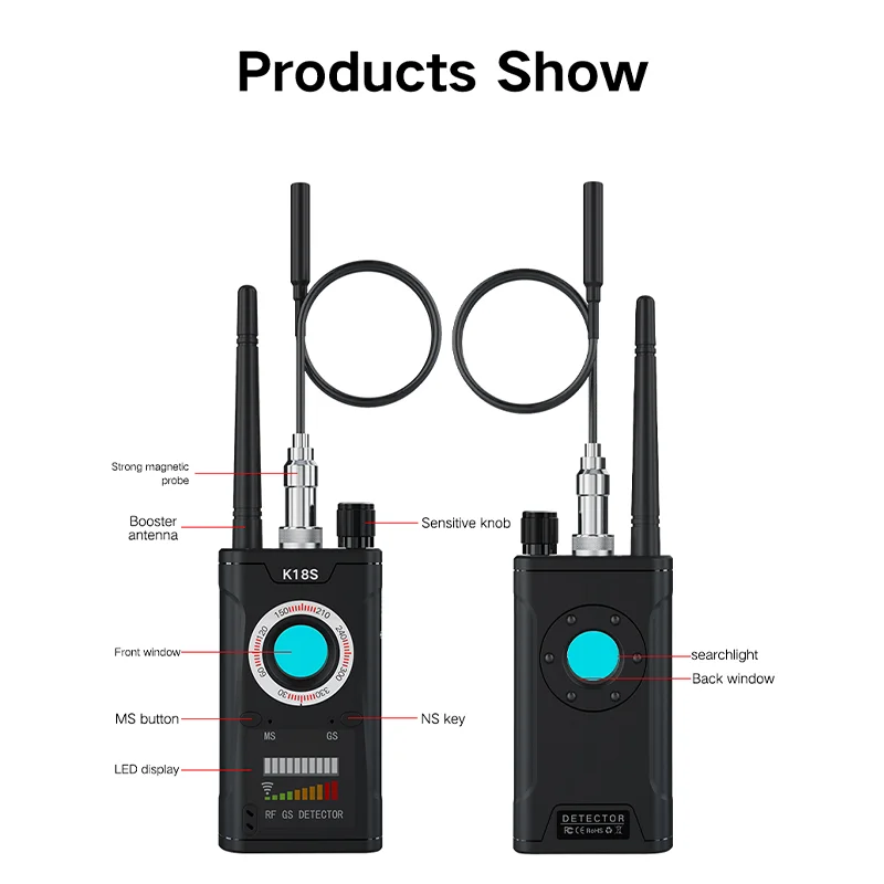 K18 K18S Wireless Products Anti Spy Bug Detector Camera GSM Audio GPS Tracker Signal Lens Finder Anti Spy RF Detector