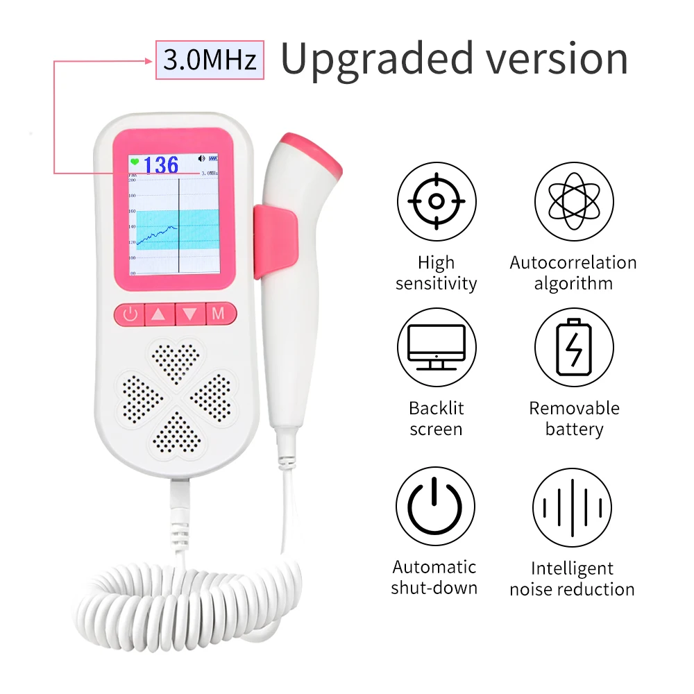 Zero Radiation User-Friendly Hot Sale Best Digital&Curve Double Mode eco Home use No radiation Ultrasound Fetal Doppler Monitor