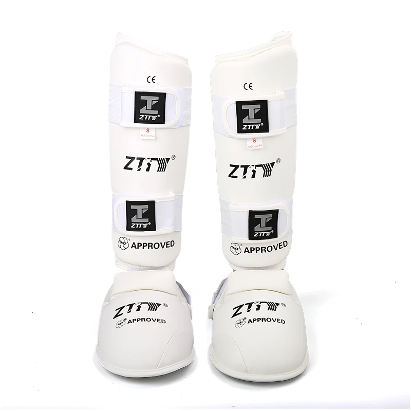 WKF Martial arts equipment for training Karate Shin Pads White red blue karate shin guards