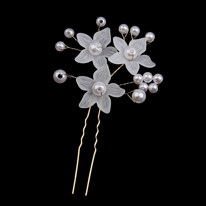 Jiamu Hot Selling Flower Bridal Hair Accessories Colorful Fashion Elegant Handmade Pearl U Shape Hair Pins Factory In Stock