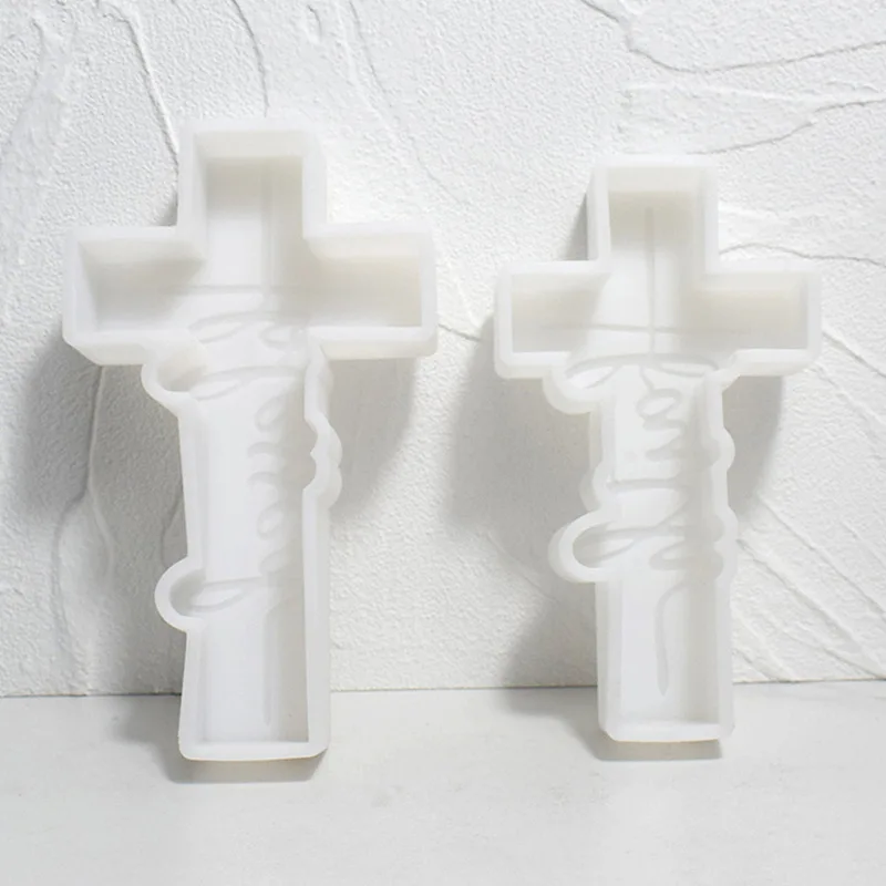 DIY Halloween Cross Scented Candle Ornament Baked Cake Cross Silicone Mold for Home Decor & Soap Gift Idea
