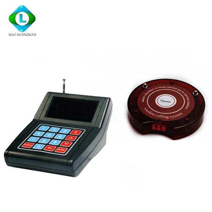 Pager Restaurant Calling System Wireless Guest Paging Queuing System Pager for Guests 1 Transmitter+10 Coaster Pagers 110-240V