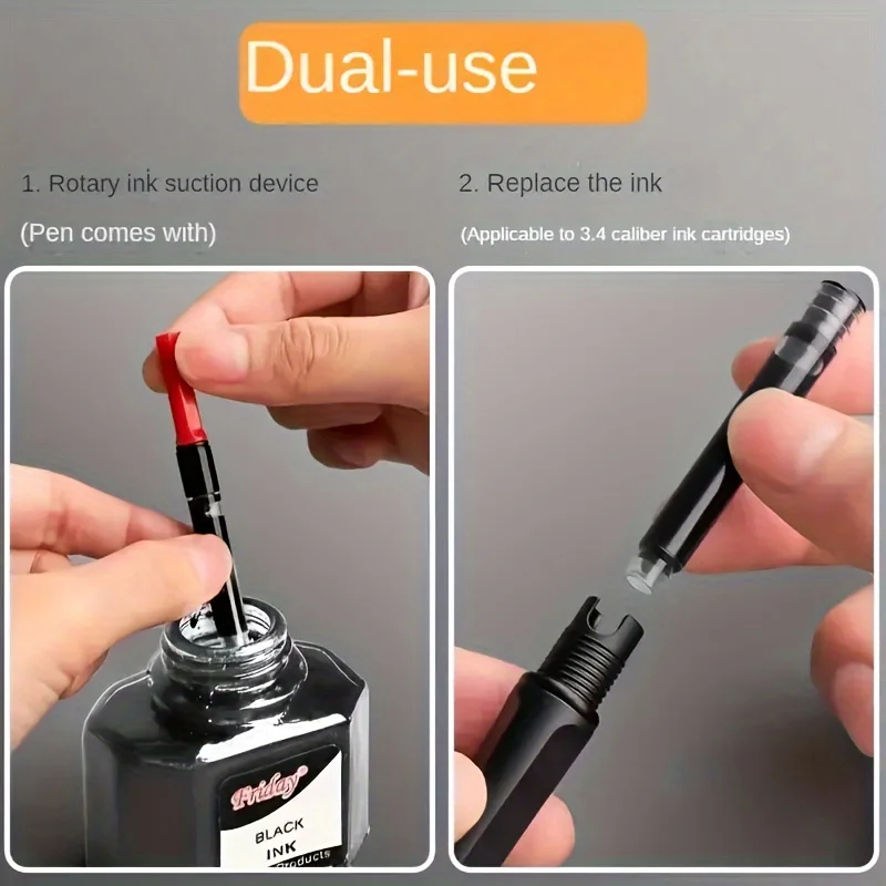 Hot Selling Plastic Shell Fountain Pen Student Gift Ink Absorbing Black Cylinder Fountain Pen