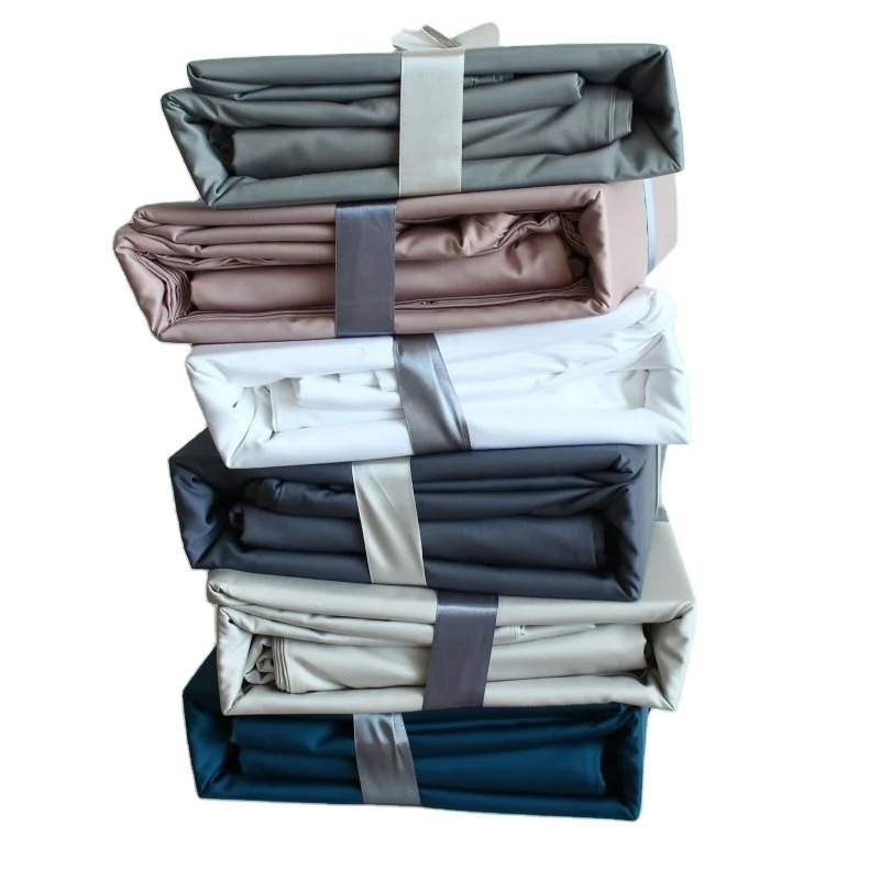 Factory Wholesale Luxury Cooling Bed Sheets Soft Sheet Pillowcase Sets Bedding Striped Bamboo Sheet Set