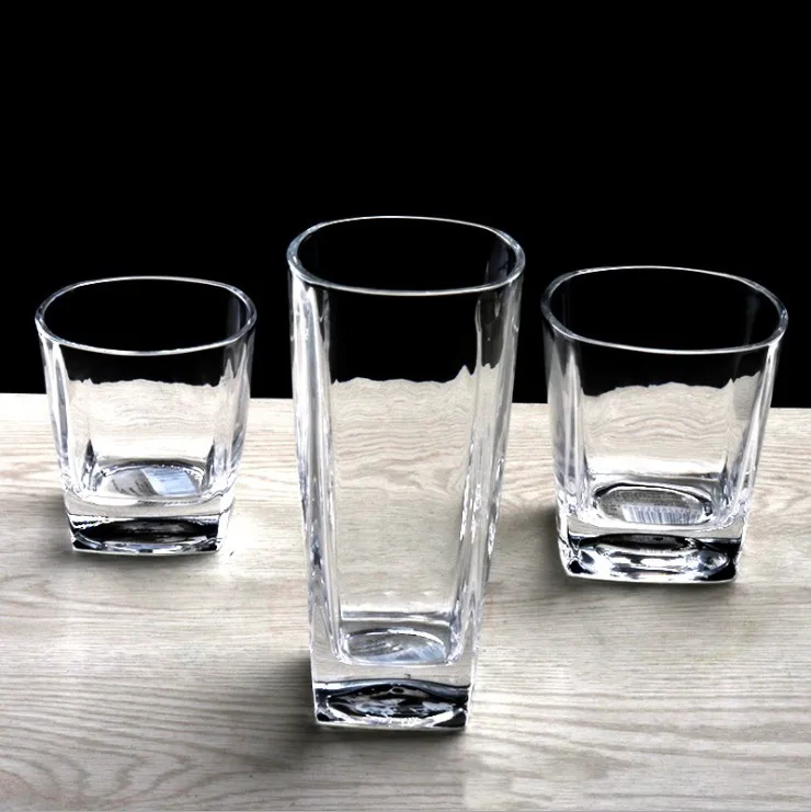 Wholesale vintage whiskey glass square whiskey glass set of 2 old fashioned whiskey glass