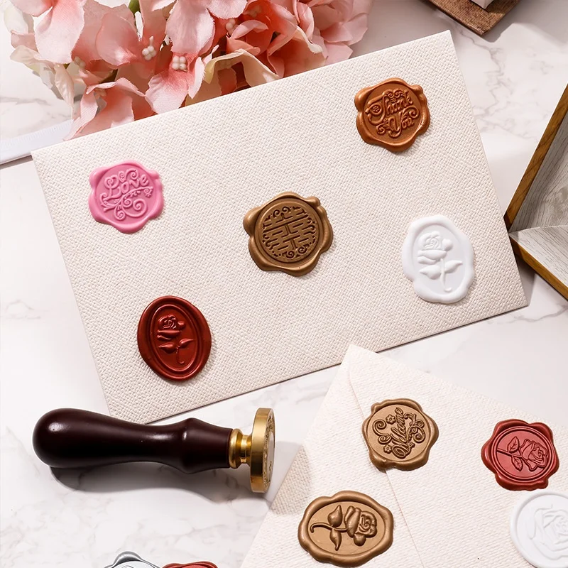 Custom Initials Wax Seal Stickers Luxury Self-Adhesive Resin Material Wedding Holidays Stamp for Greeting Card & Bottle Use
