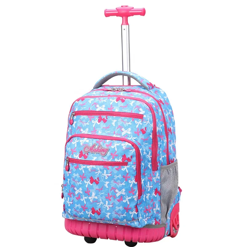 Aoking Ergonomic Design Large Capacity 18.5inch Waterproof Girl Trolley School Bag