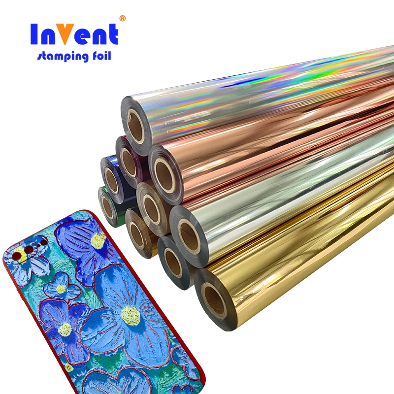 New Arrival Matt bronze Crystal Stickers Lamination Hot Stamping Foil 3D digital UV Varnish Stamping Foil Gold foil rolls