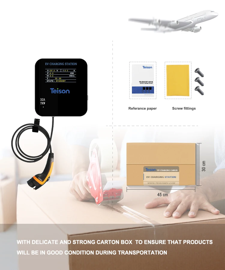  Teison 32A 3 фазы 7.4kw wallbox home ev зарядное устройство тип 1 для