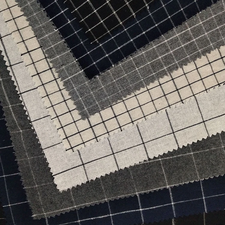 Cotton Polyester Blend Yarn Dyed Check Cotton Plaid Flannel Fabric CVC Yarn Dyed Fabric