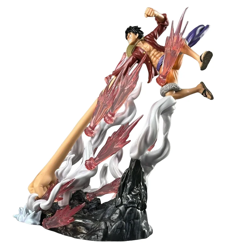 One Pieced Action Figure GK Wholesale of Machine Gun Road Flying Hand Rubber Fruit Battle Scene Anime Handmade Model Decoration