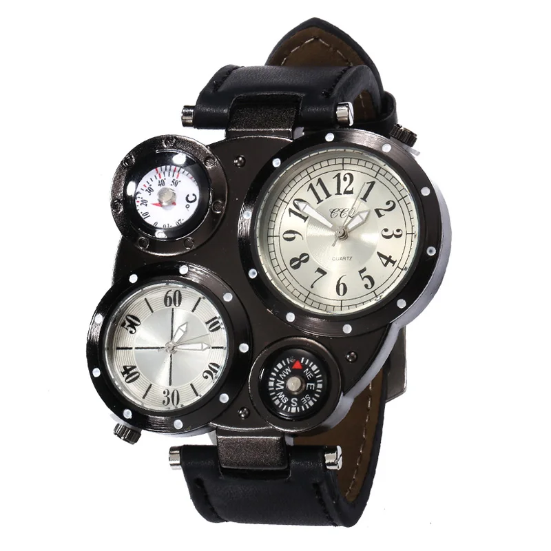 WJ-5281 multifunction water resistant double movement with compass personality newest men watch