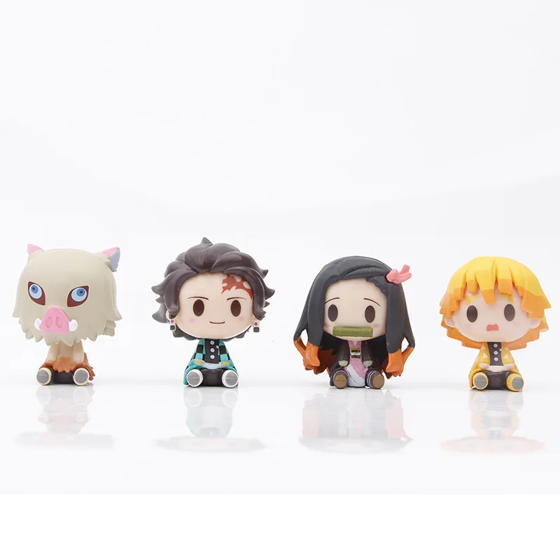 4 Piece/Set Kimetsu No Yaiba Anime Figure PVC Cute Mini Demon Slayer Action Toy Figures