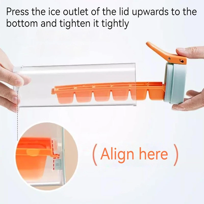 Easy Release Ice Cube Tray for Tumbler Cup Reusable 6 Cavity Ice Mold with Lid for Freezer One-hand Release