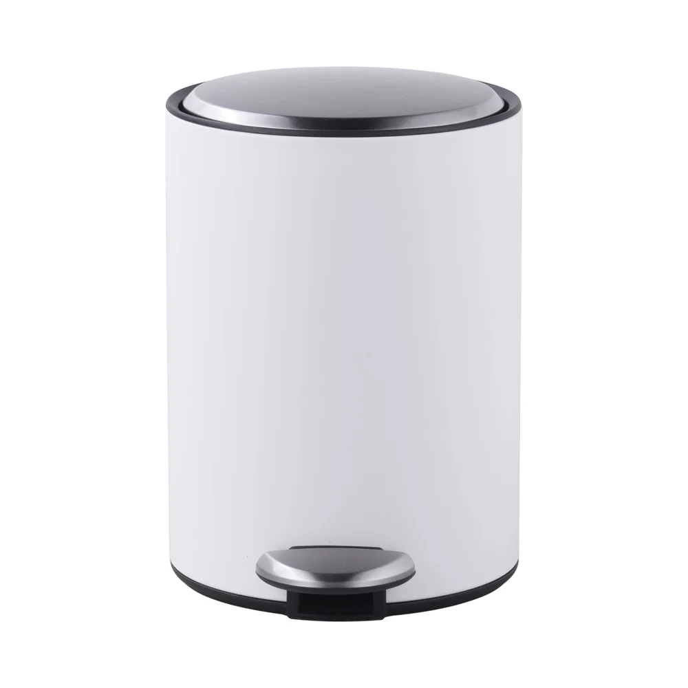 3L White Color Basics Cylindrical Open Mouth Small Trash Can Odor Control Garbage Can with Plastic Inner Bucket WBO096L03