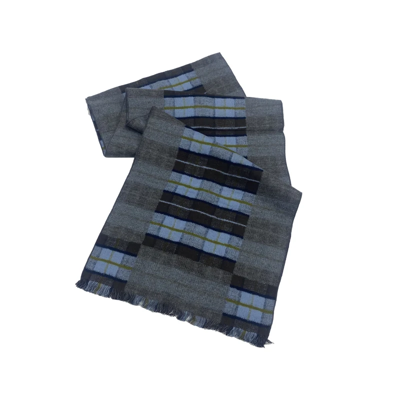 Factory Direct Sale Custom Silk Brushed Scarf Handmade Winter Woven Reversible Jacquard Men Long Scarves With Tassels
