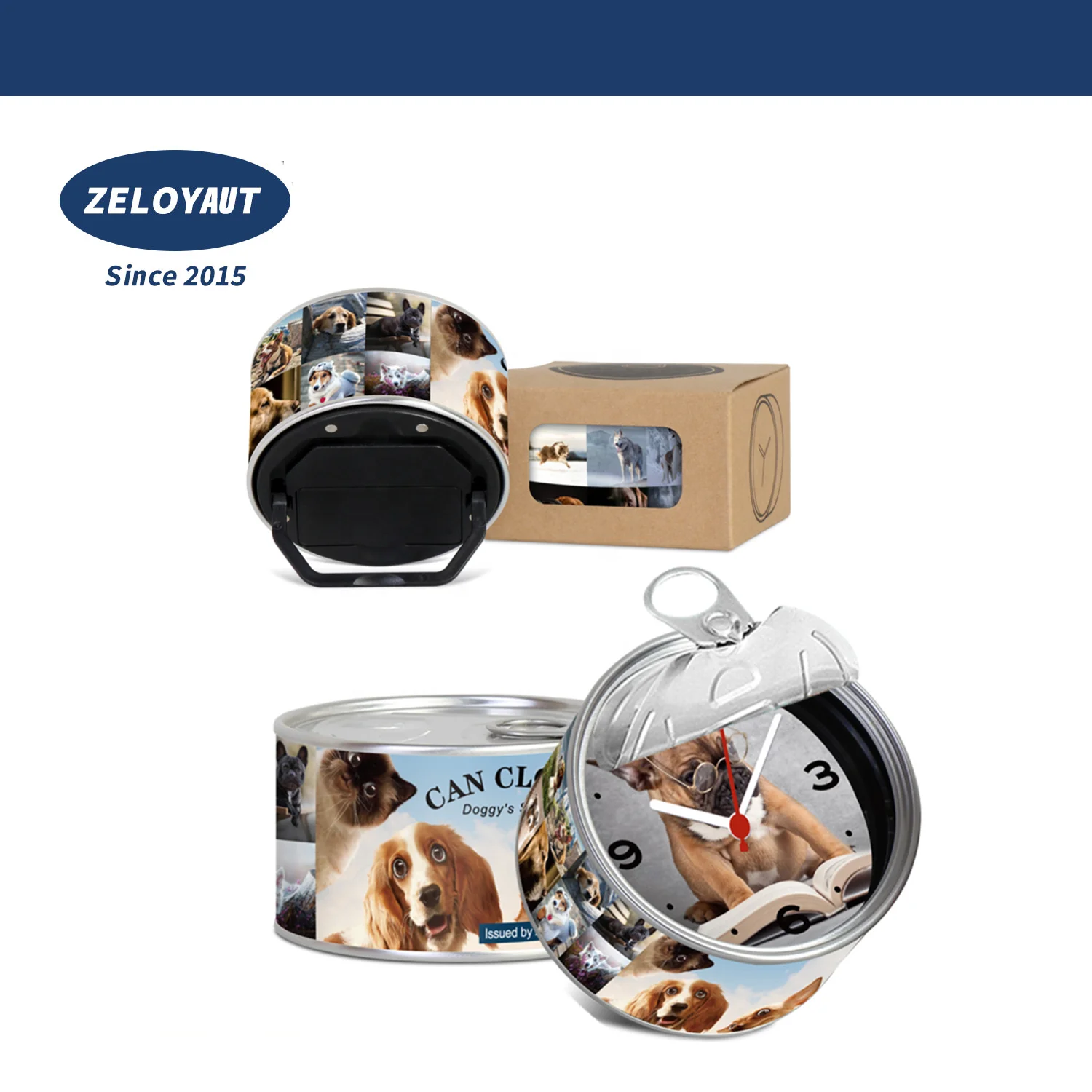 FOB USA Only Innovation Magnetic Canning Clock, Doggy Collection Clock for Lover Family Friends Kids, Tabletop Clock DIY Clock