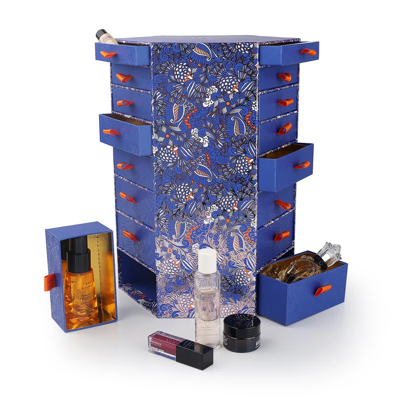 Календарь для создания макияжа, Подарочная коробка с шестигранным, синим календарем, календарём для создания макияжа