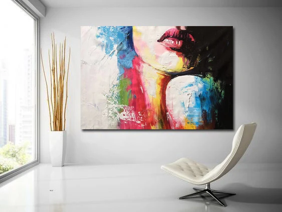100% Handmade POP art oil painting beautiful abstract women wall art hand-painted oil painting modern colorful canvas painting