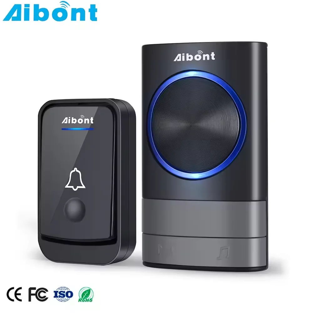Aiben Q189-BB Smart Wireless Doorbell Waterproof 300M Range  Digital Ring Chime Battery Door Bell